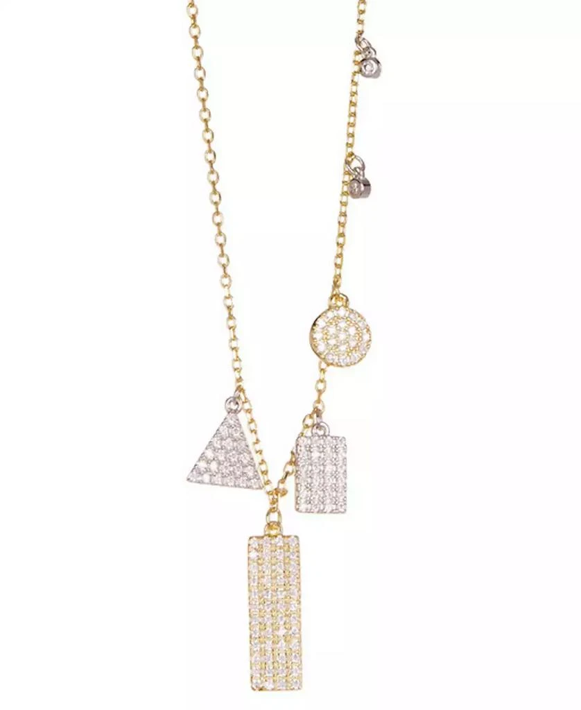ADORNIA 14k Gold-Plated Multi Shape Crystal Necklace, 16" + 2" extender 1
