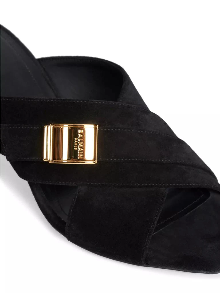 Balmain 75MM Suede Buckle Mules 6