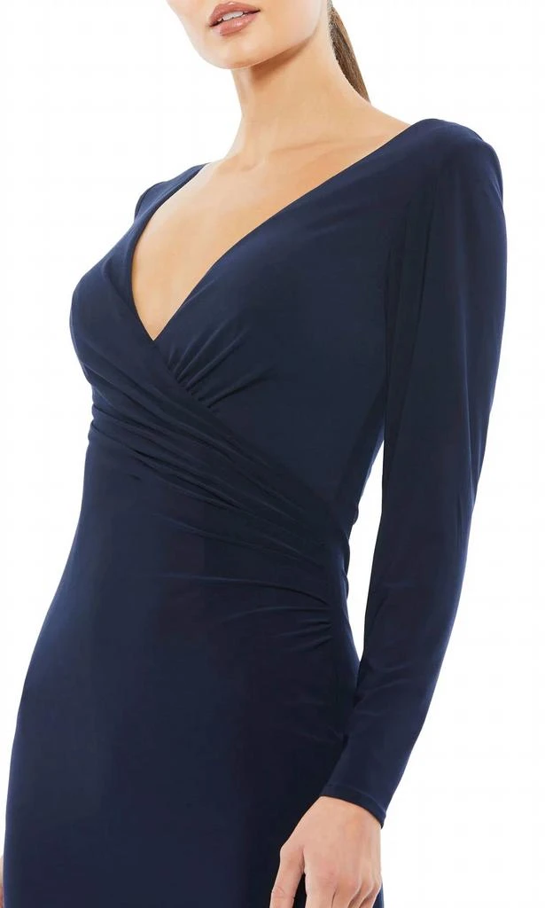 Ieena for Mac Duggal Shirred Evening Gown In Midnight 2