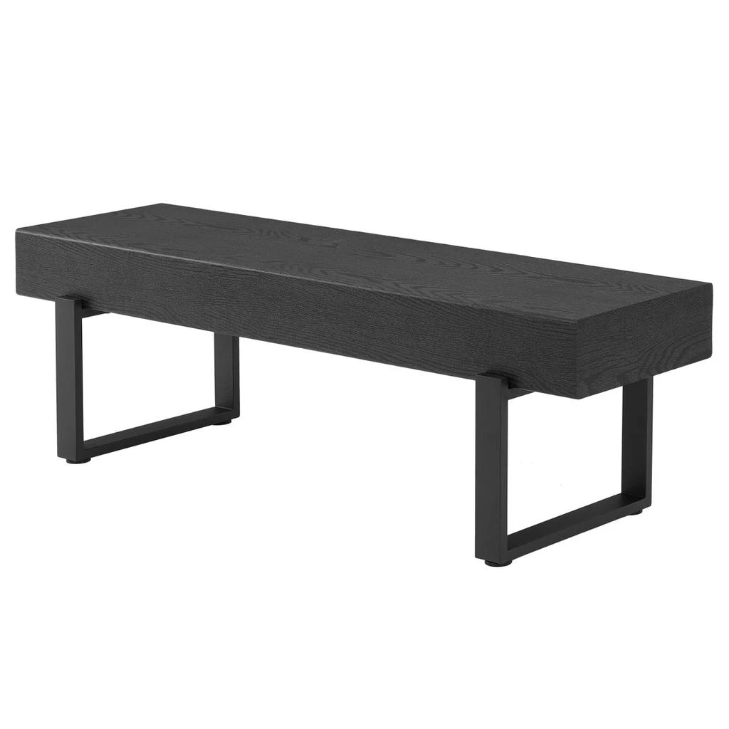 Streamdale Furniture Streamdale 59" Wood Bench for Bedroom, Farmhouse Kitchen Table Benches, Modern Shoe Bench, Black 3