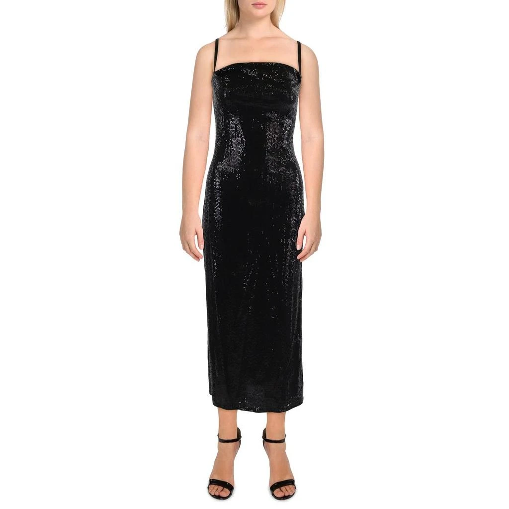 Bebe Womens Metallic Sequin Maxi Dress 1
