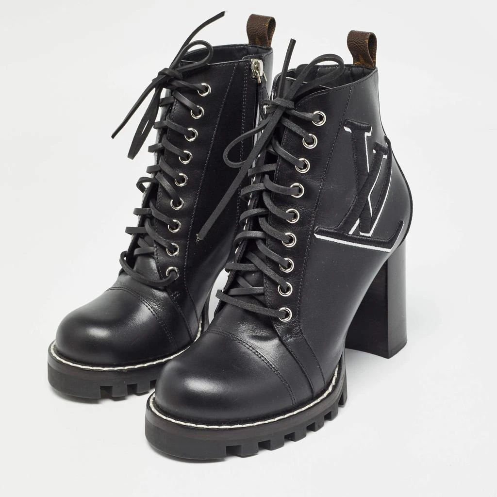 Louis Vuitton Louis Vuitton Black Leather Star Trail Block Heel Ankle Boots Size 39 2
