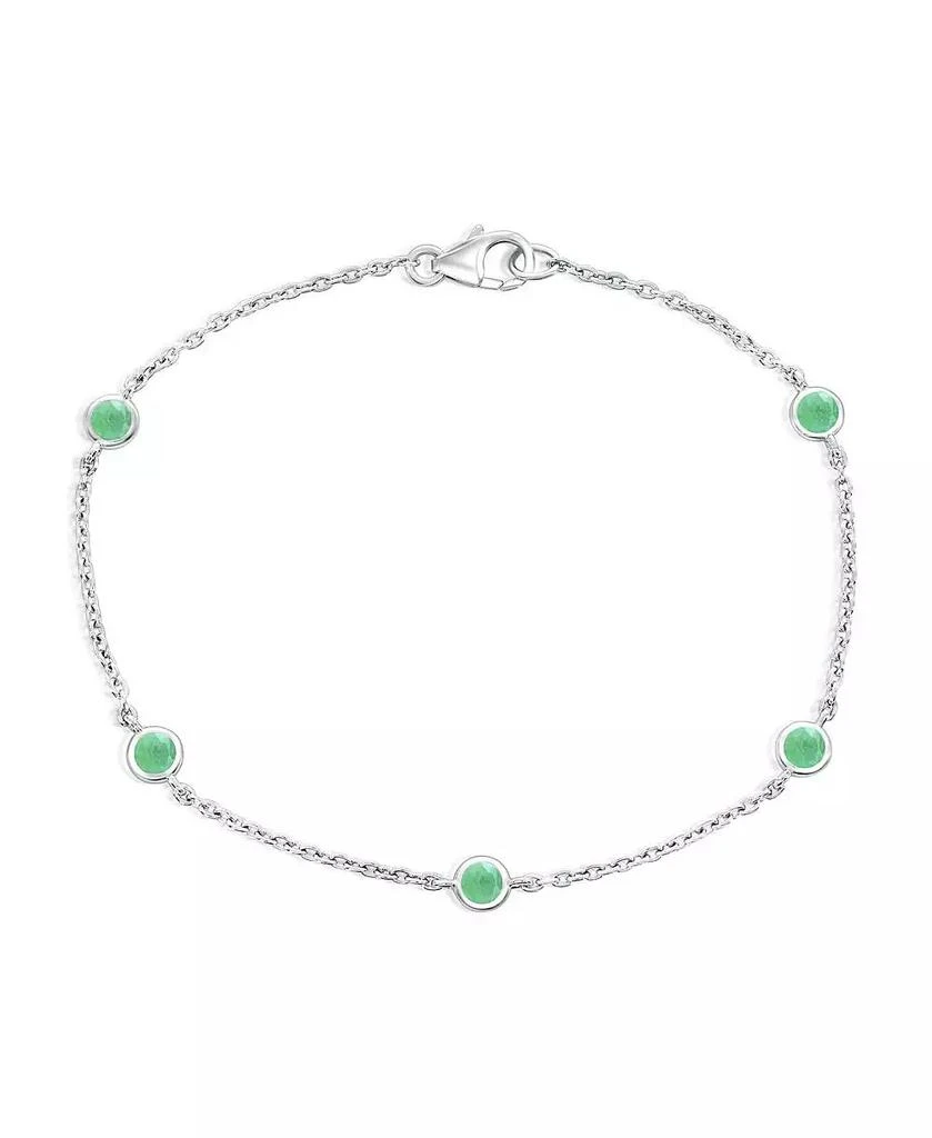 Simona Sterling Silver, Round Bezel-Set Gemstone By The Yard Birthstone Bracelet