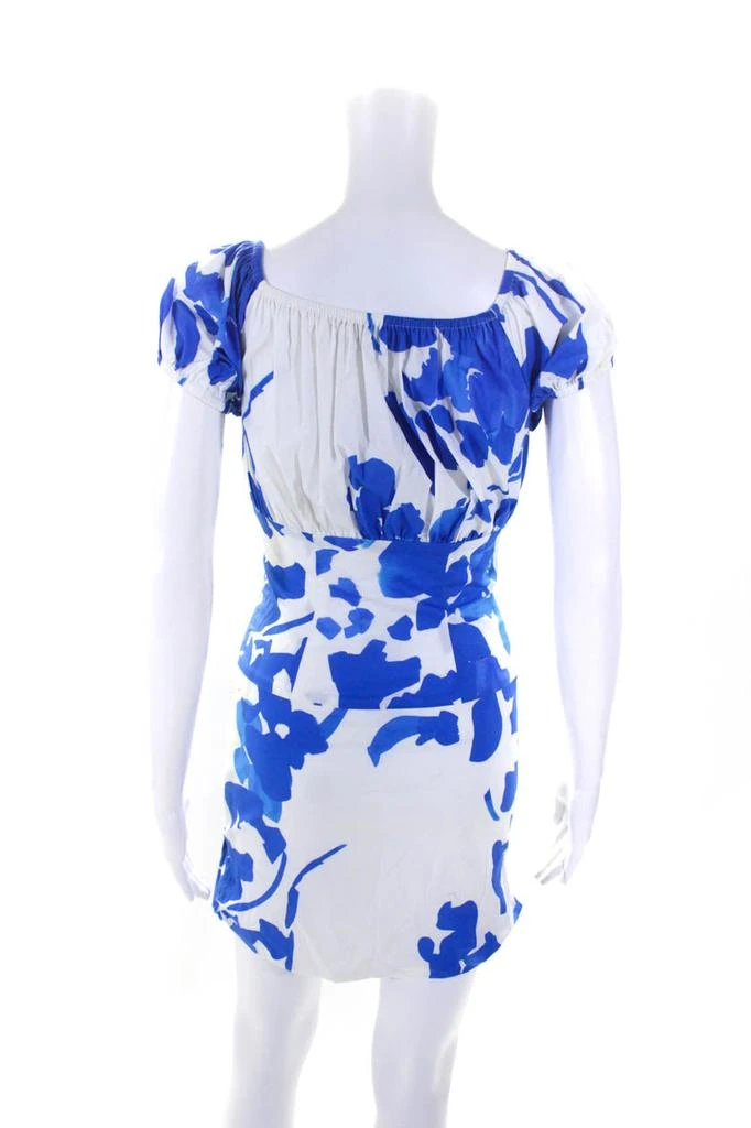 CAROLINE CONSTAS Womens Short Sleeves Dress White Blue 3