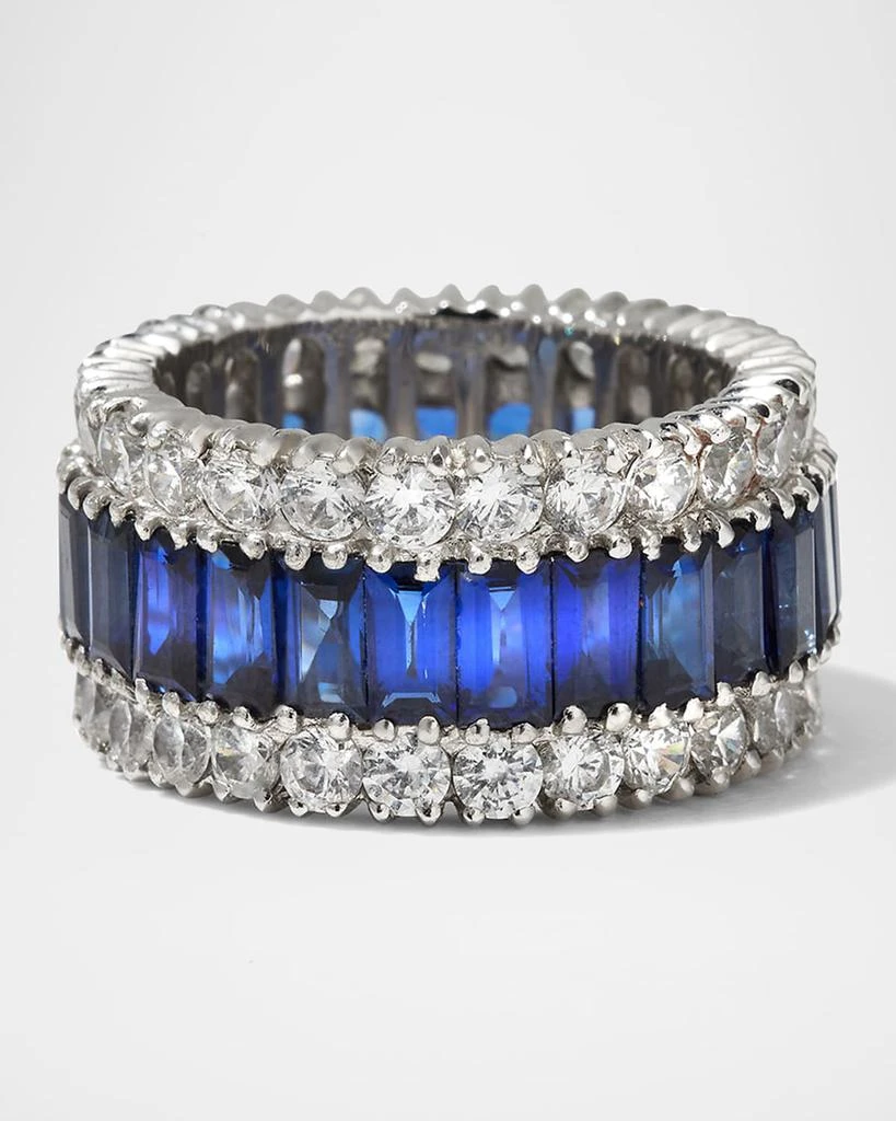 Fantasia by DeSerio All-Around Baguettes and Rounds Ring, Size 6-8, Blue 1