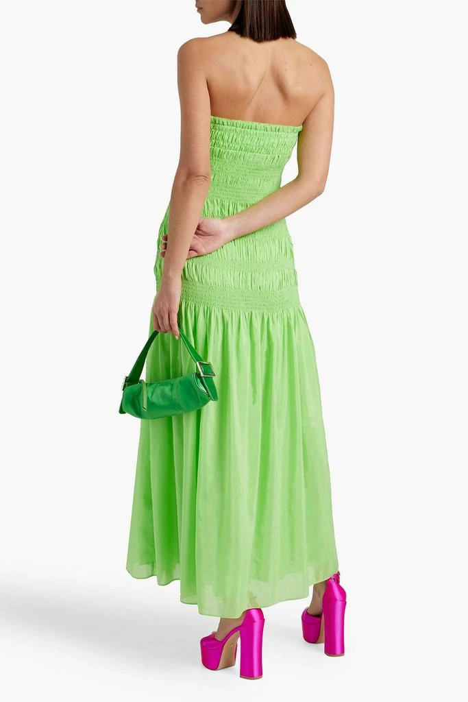 NICHOLAS Strapless shirred cotton and silk-blend maxi dress 3