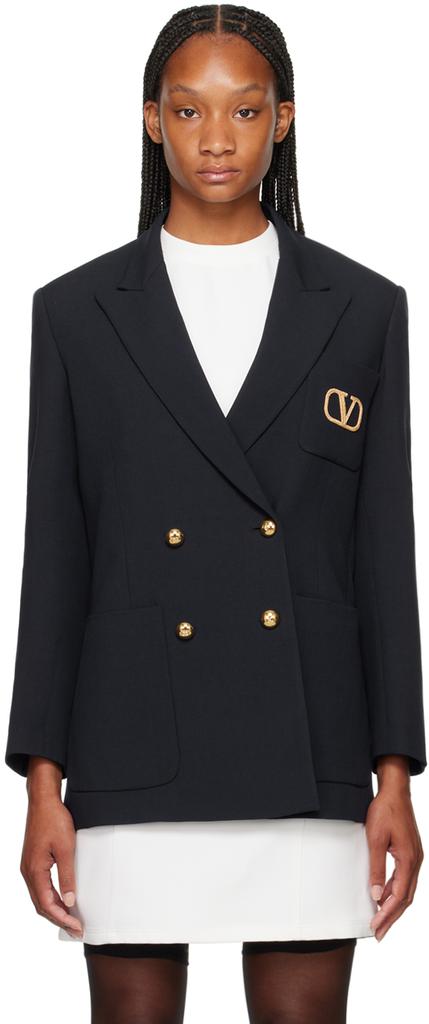 Valentino Navy Double-Breasted Blazer IT-38-XS - Suits