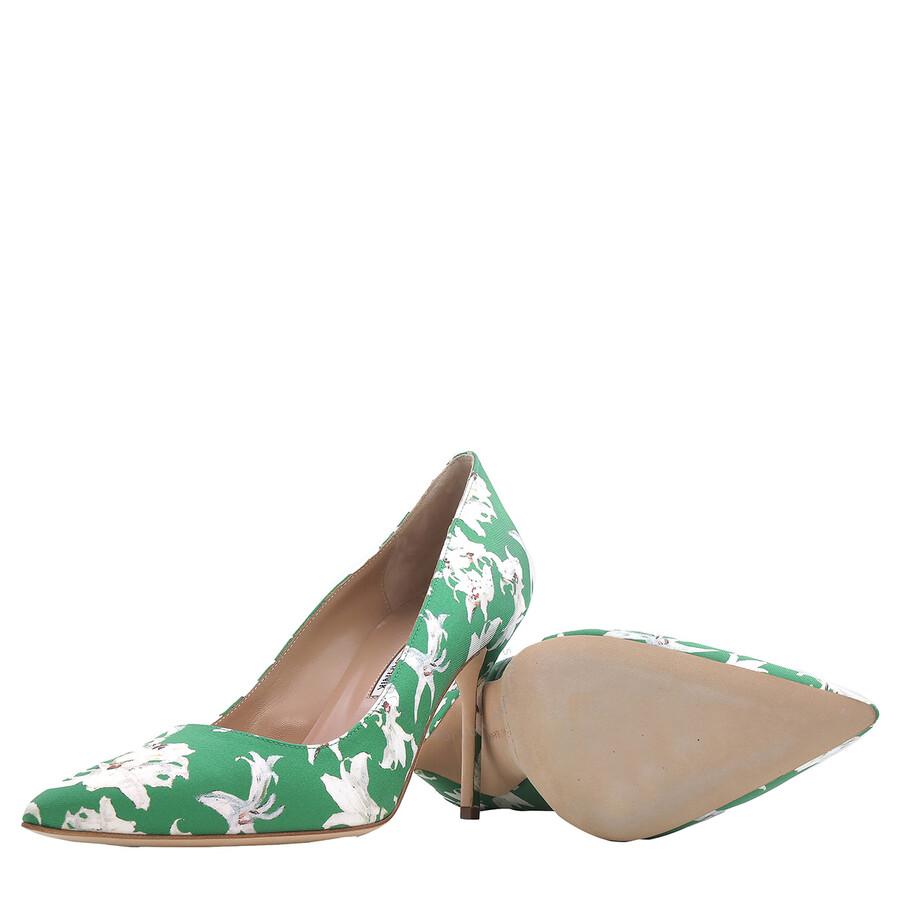 Manolo Blahnik BB 90mm Silk Floral Pointed-Toe Pumps