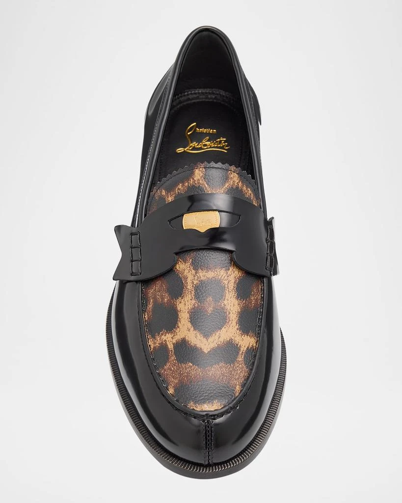 Christian Louboutin Men's Penny Leather Leopard-Print Loafers 5
