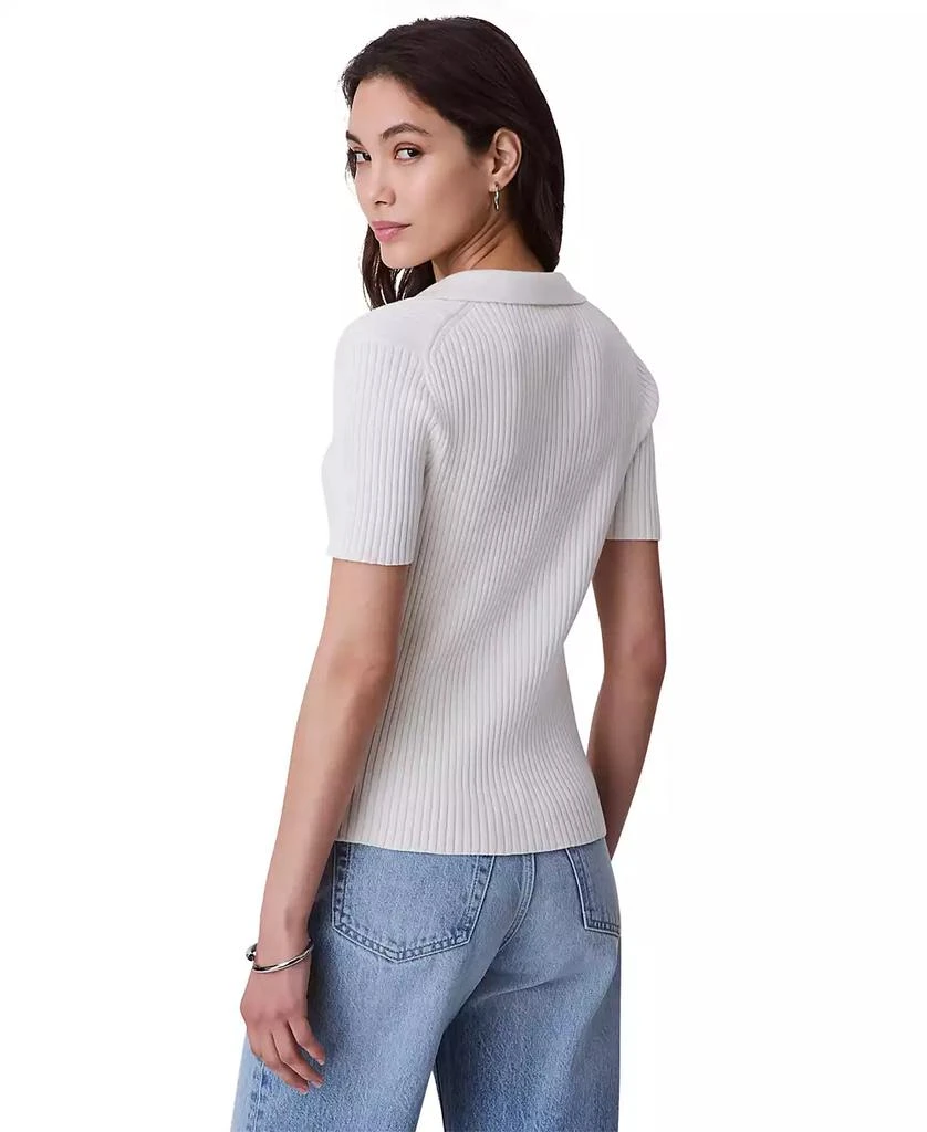 Calvin Klein Women's Cotton Ribbed Monogram-Logo Polo Top 5