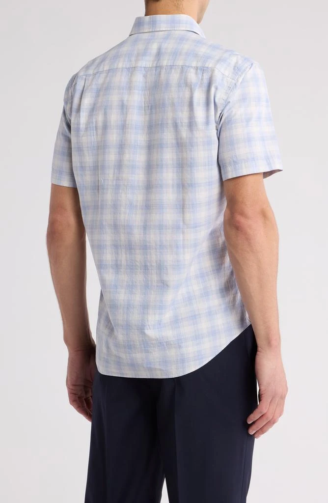 David Donahue Check Poplin Casual Short Sleeve Cotton Button-Up Shirt 2