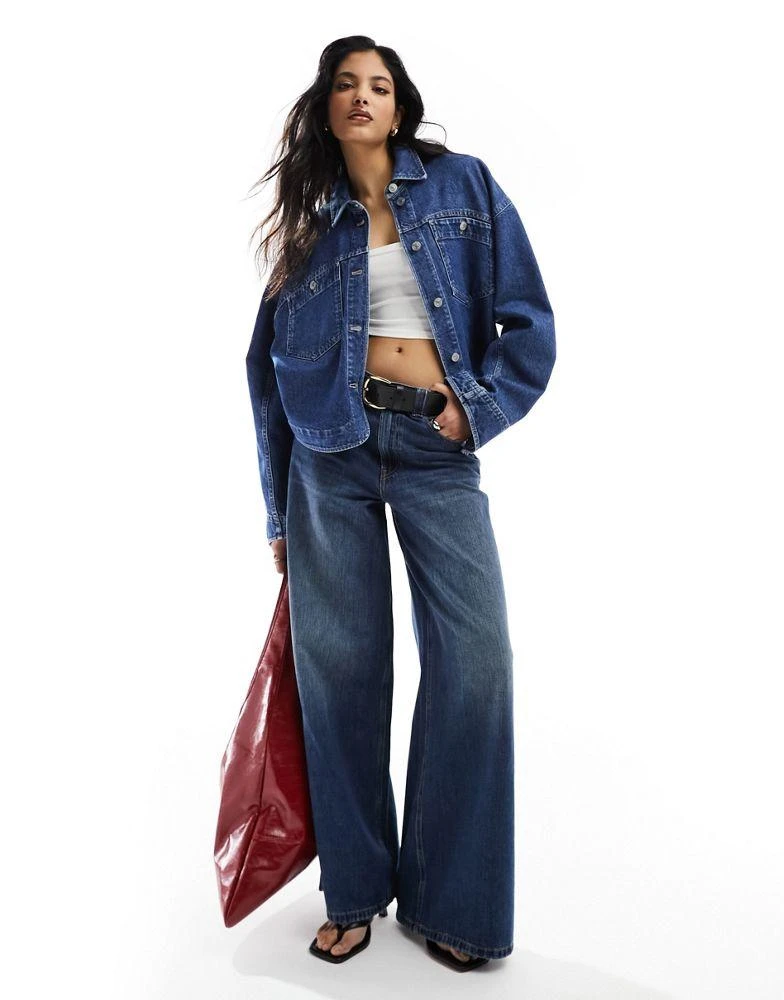 & Other Stories & Other Stories cropped denim jacket volume sleeves in  blue wash 2