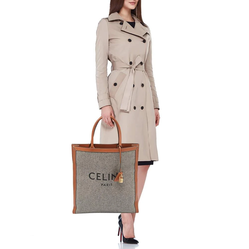 Celine Celine Brown/Grey Wool Large Vertical Cabas Tote 3