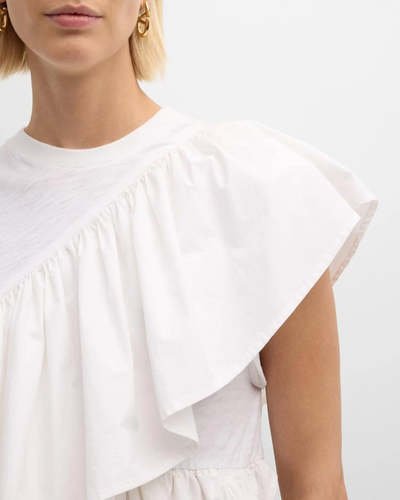Cinq a Sept Micki Asymmetric Ruffle Sleeveless Cotton Top 5