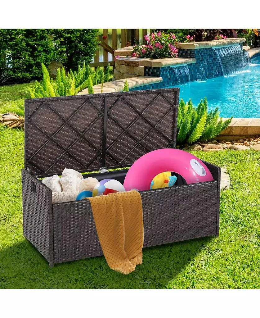 GOUUN 34 Gallon Patio Storage Bench with Seat Cushion and Zippered Liner 6