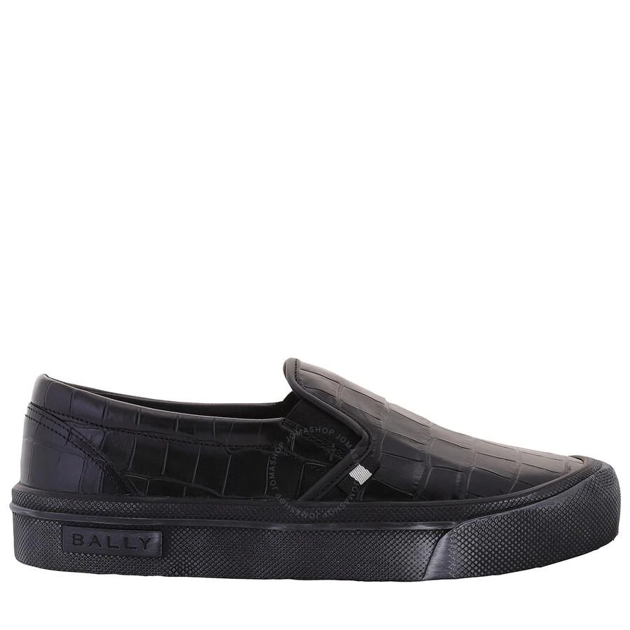 Bally Open Box - Bally Black Leory-Croc Embossed Slip-On Sneakers 1