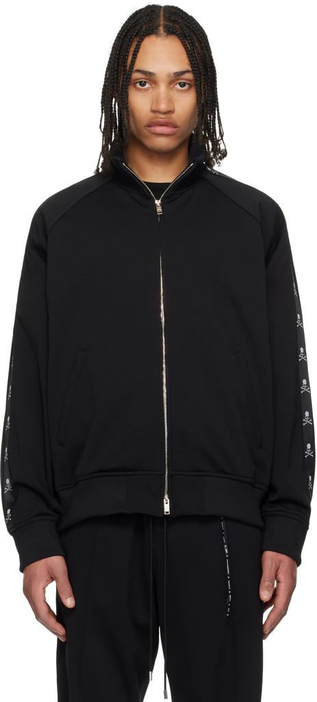 mastermind JAPAN Black Boxy Skull Tape Jersey Track Jacket