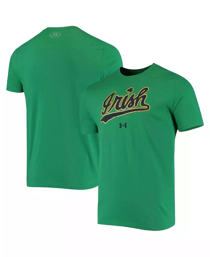 Under Armour Men's Kelly Green Notre Dame Fighting Irish Wordmark Logo Performance Cotton T-shirt 1