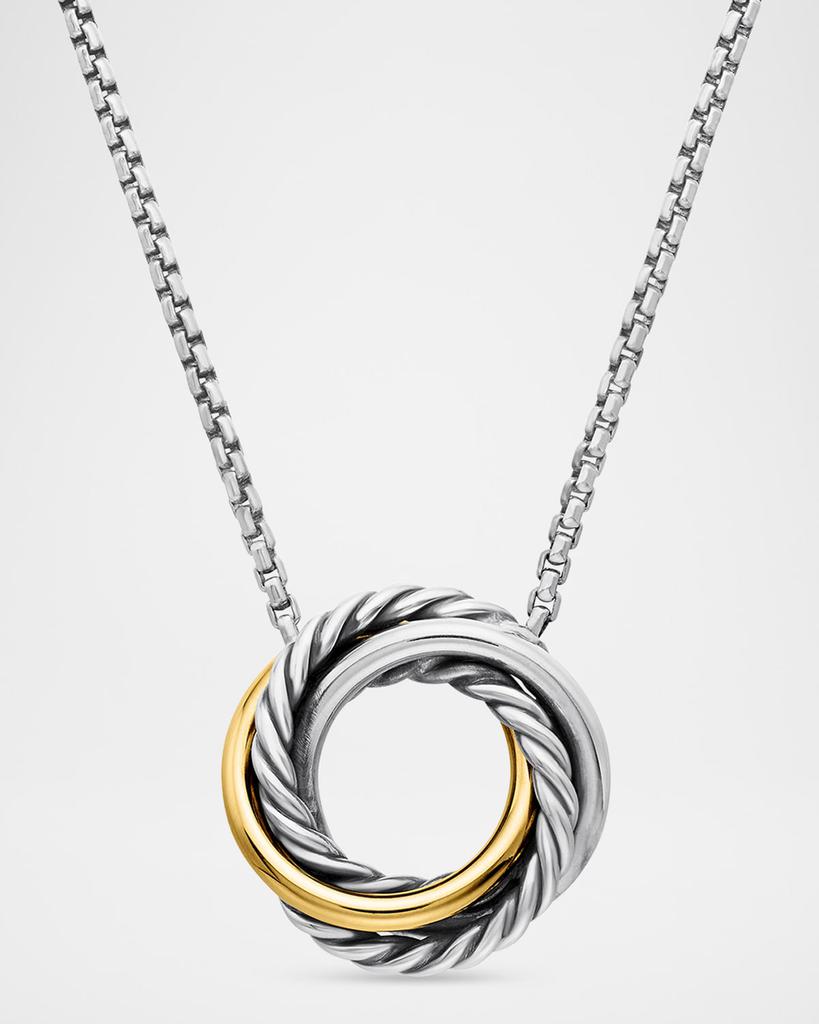 David Yurman Crossover Mini Pendant Necklace in Silver and Gold