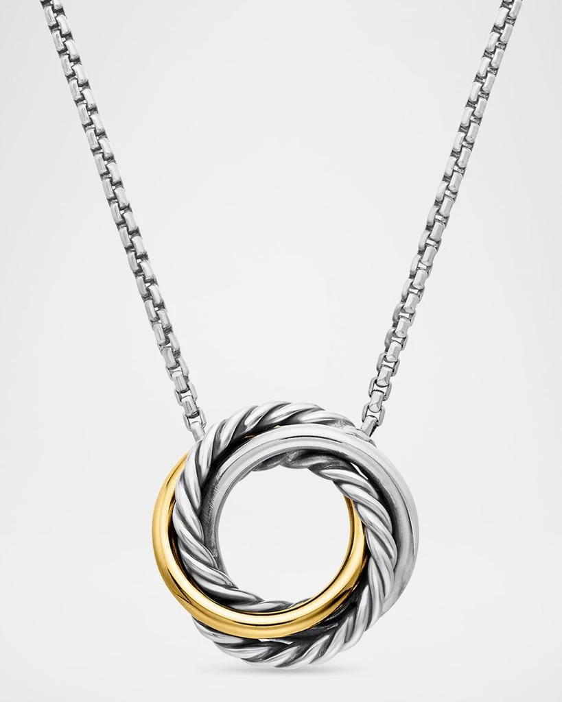 David Yurman Crossover Mini Pendant Necklace in Silver and Gold 1