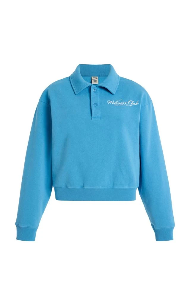 Sporty & Rich Sporty & Rich - Wellness Club Cotton Polo Sweatshirt - Blue - L - Moda Operandi 1