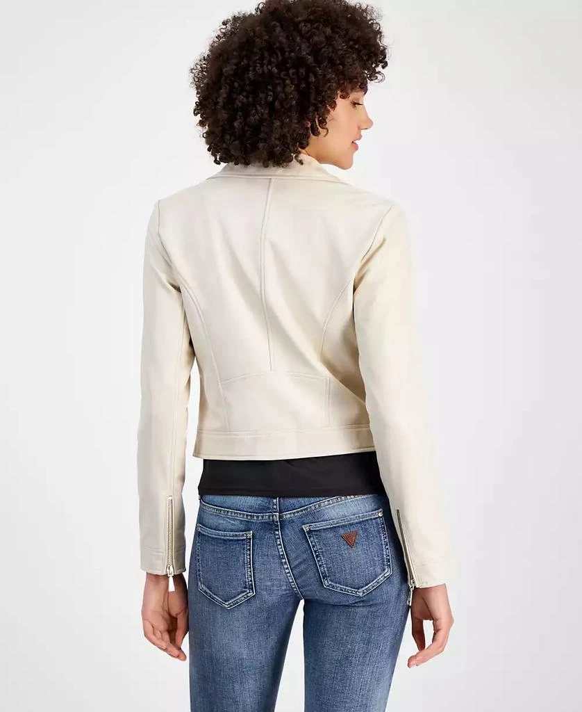 GUESS Women's Venom Faux-Leather Cropped Moto Jacket 2