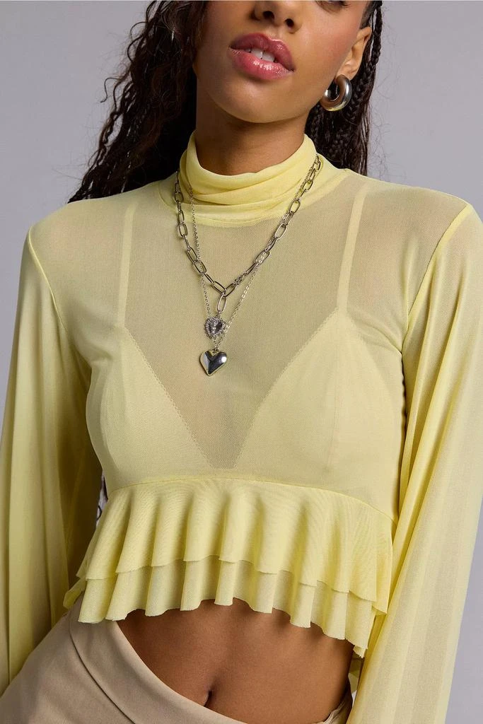 AFRM AFRM Pru Sheer Mesh Ruffle Turtleneck Top 4
