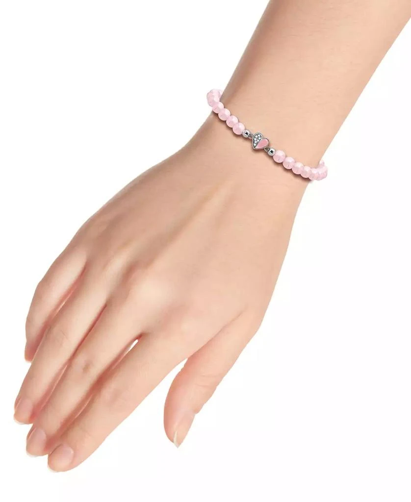 Giani Bernini Rose Quartz & Cubic Zirconia Heart Bead Stretch Bracelet in 18k Gold-Plated Sterling Silver 2