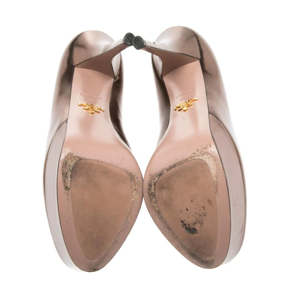 Prada Prada Metallic Bronze Leather Platform Pumps Size 38.5 6