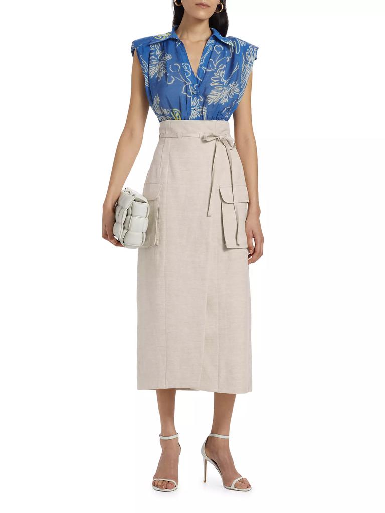 ASTR The Label Nara Linen-Blend Pencil Skirt