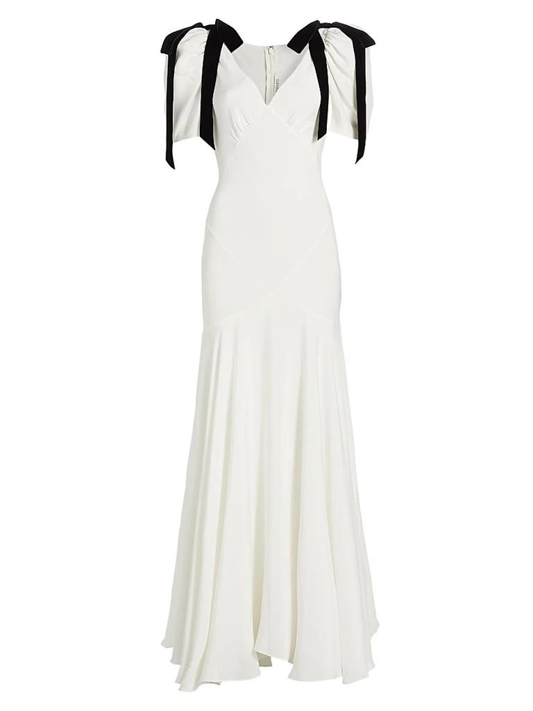 Rodarte Velvet Ribbon Bow Silk Crepe Bias-Cut Gown 1