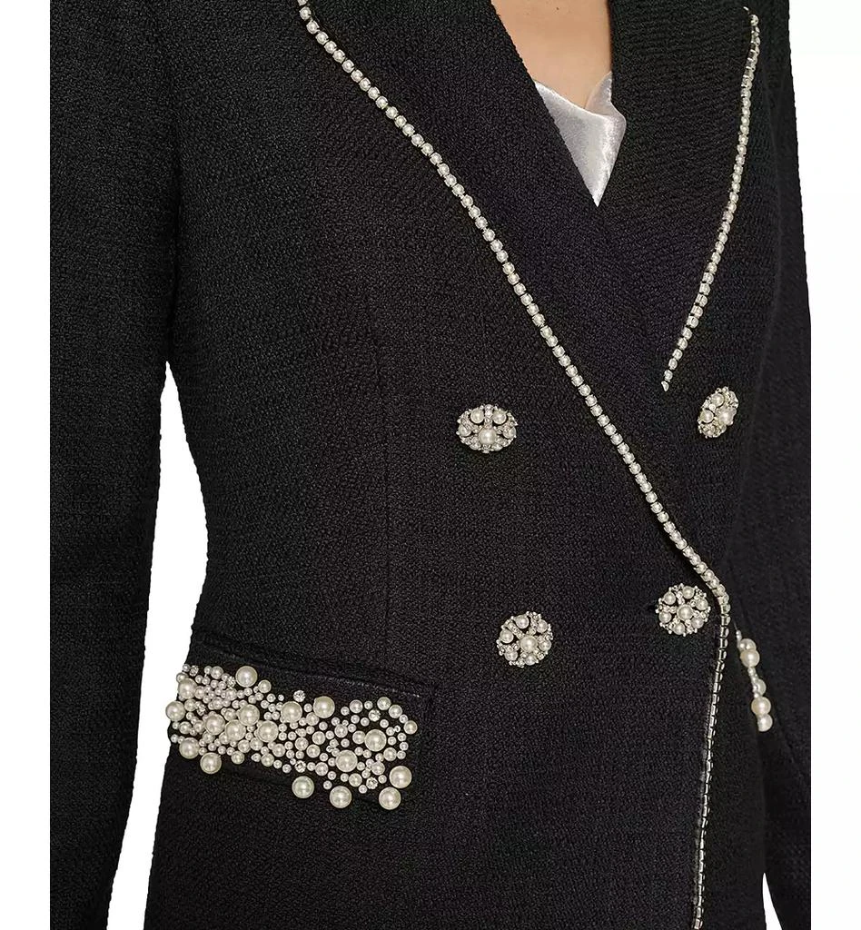 Karl Lagerfeld Paris Women's Pearl-Trim Tweed Blazer 5