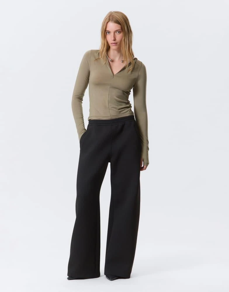 Weekday Weekday scuba wide leg sweatpants in black 1