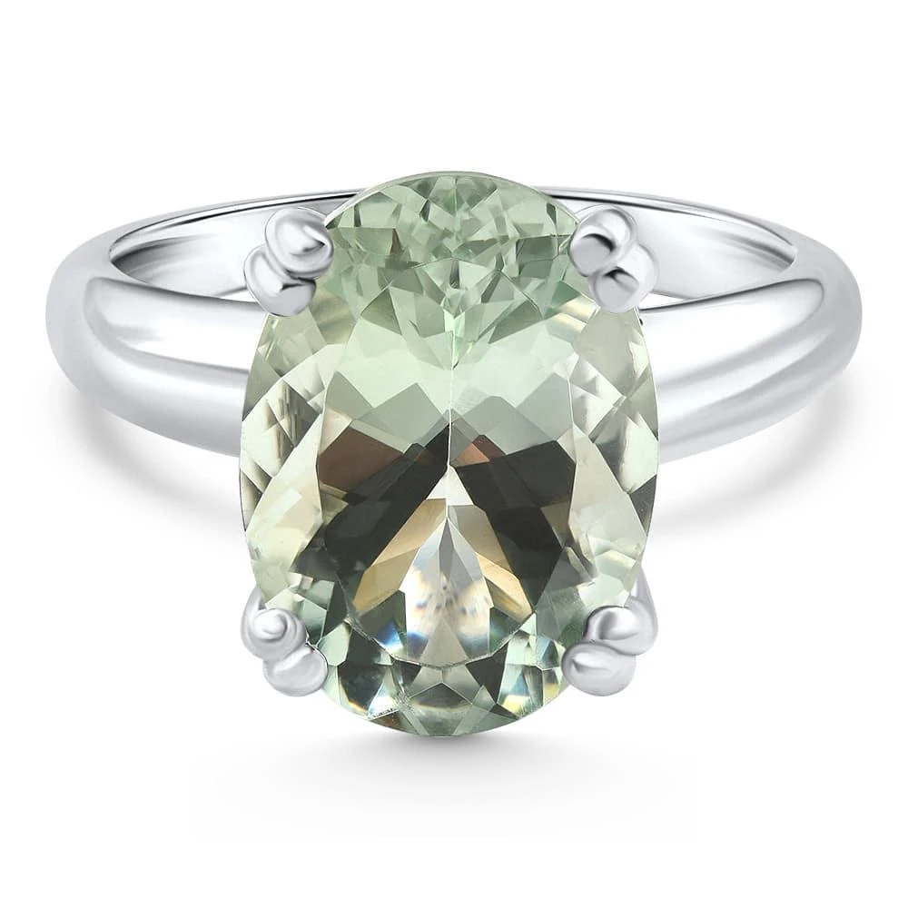 Pompeii3 5Ct Green Amethyst Oval Ring 10k Gold