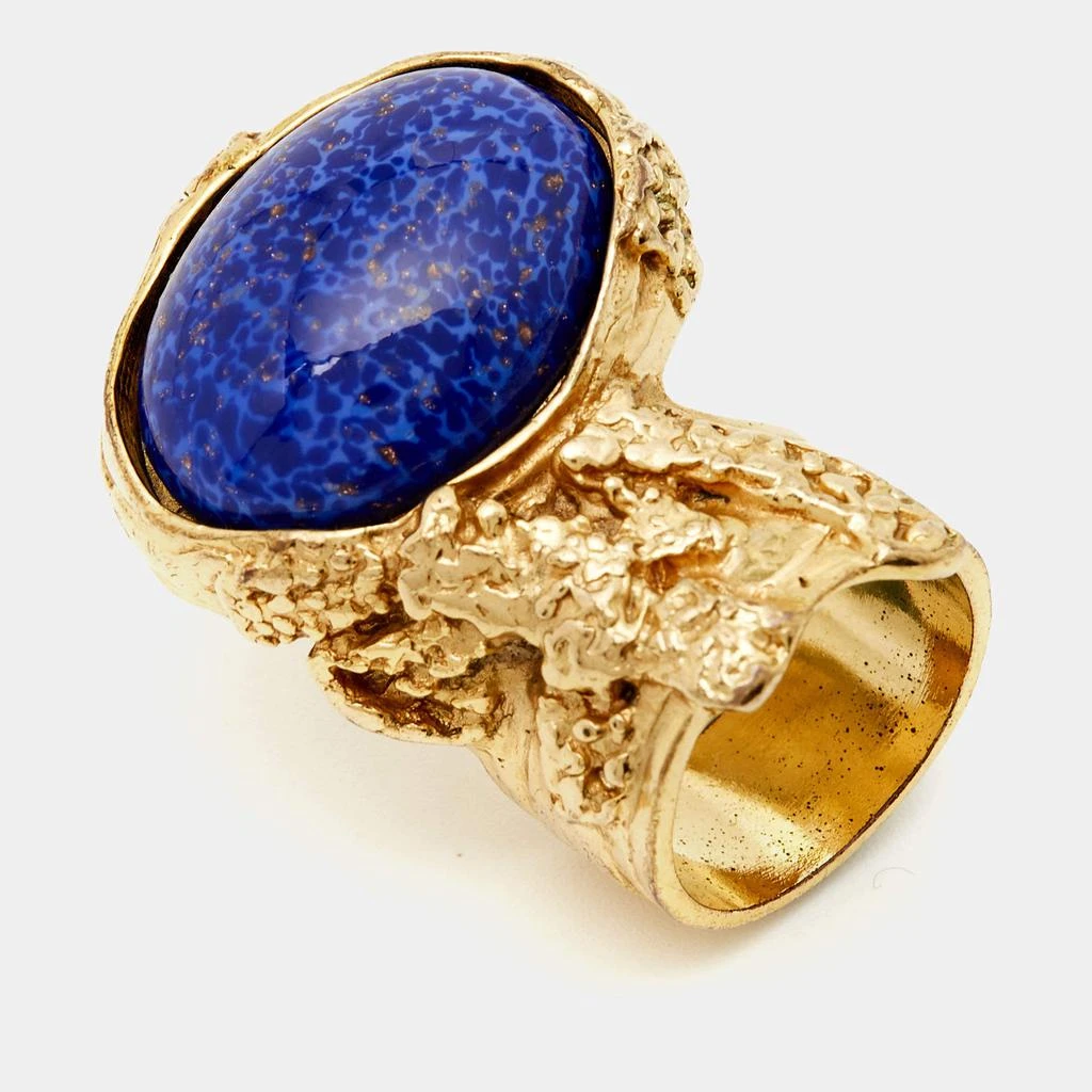 Yves Saint Laurent Yves Saint Laurent Arty Glass Gold Tone Ring Size 57 3