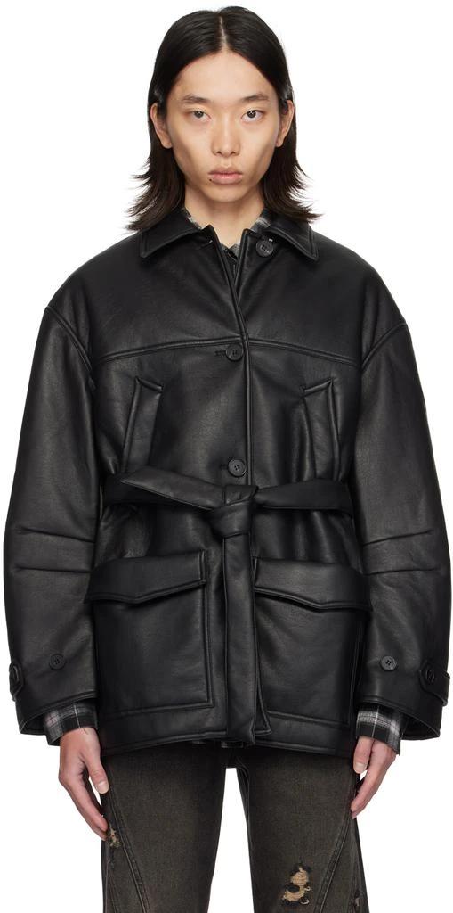 lesugiatelier Black Insulated Faux-Leather Jacket 1