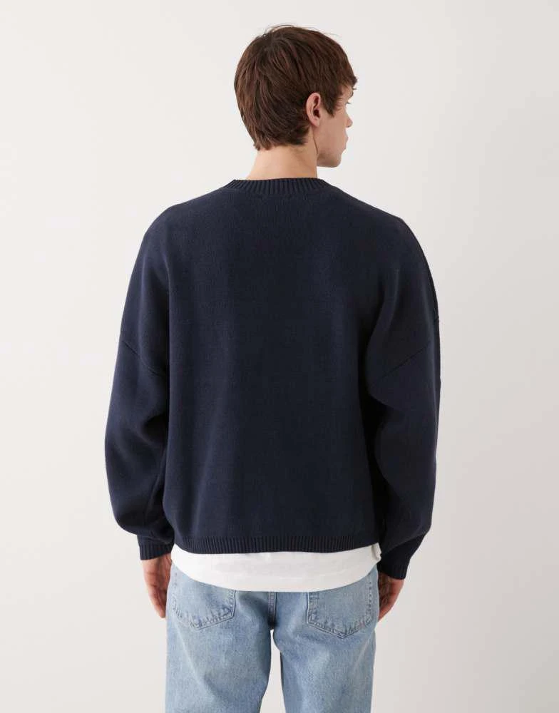 Weekday Weekday oversized graphic knit jumper in navy 4