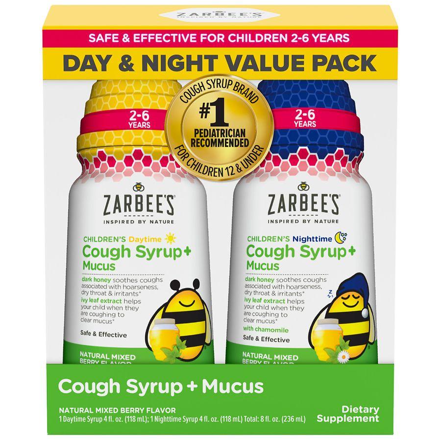 ZarBee's Naturals Children's Cough Syrup Mucus Day & Night Pack Natural Mixed Berry