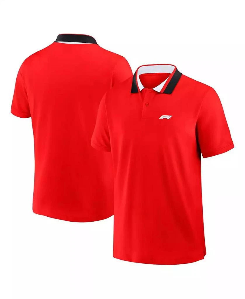Formula 1 Men's Red Tempo Halftone Grid Badge Tipped Pique Polo Shirt 1