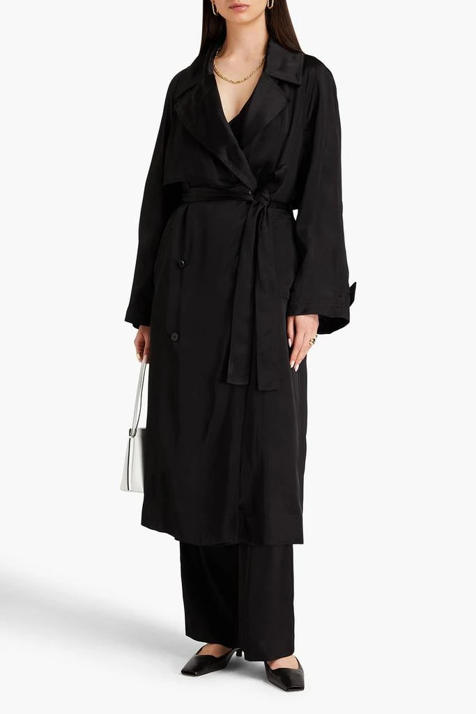 Loulou Studio Belted satin trench coat 2