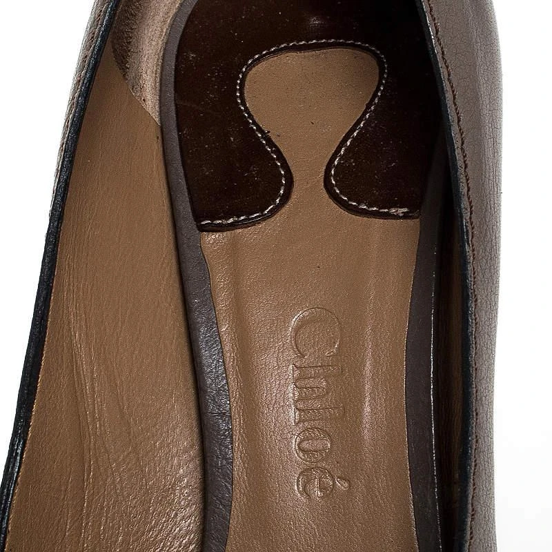 Chloé Chloe Grey Leather Buckle Detail Block Heel Pumps Size 37 7
