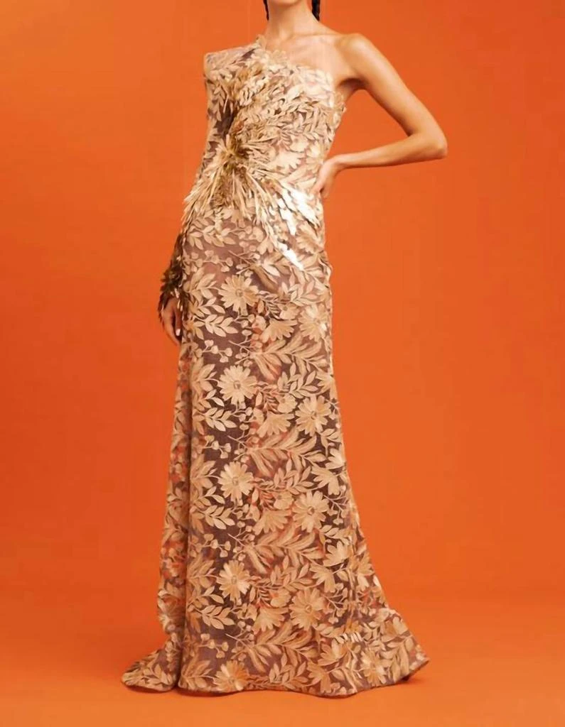 green emerald velvet dress Naeem Khan Naeem Khan Beaded Gold Fitted Cocktail Dress – Runway Catalog main image 1