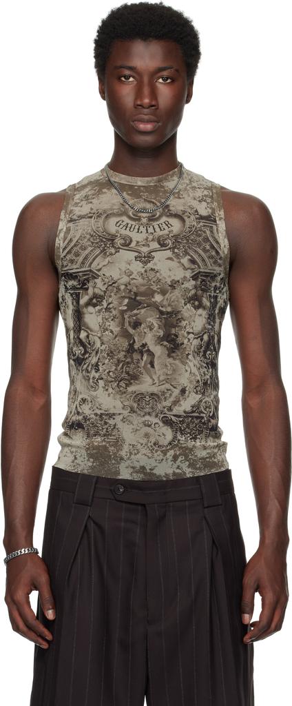 Jean Paul Gaultier ブラック タンクトップ Jean Paul Gaultierのブラック ツイスト ダブルレイヤー タンクトップ