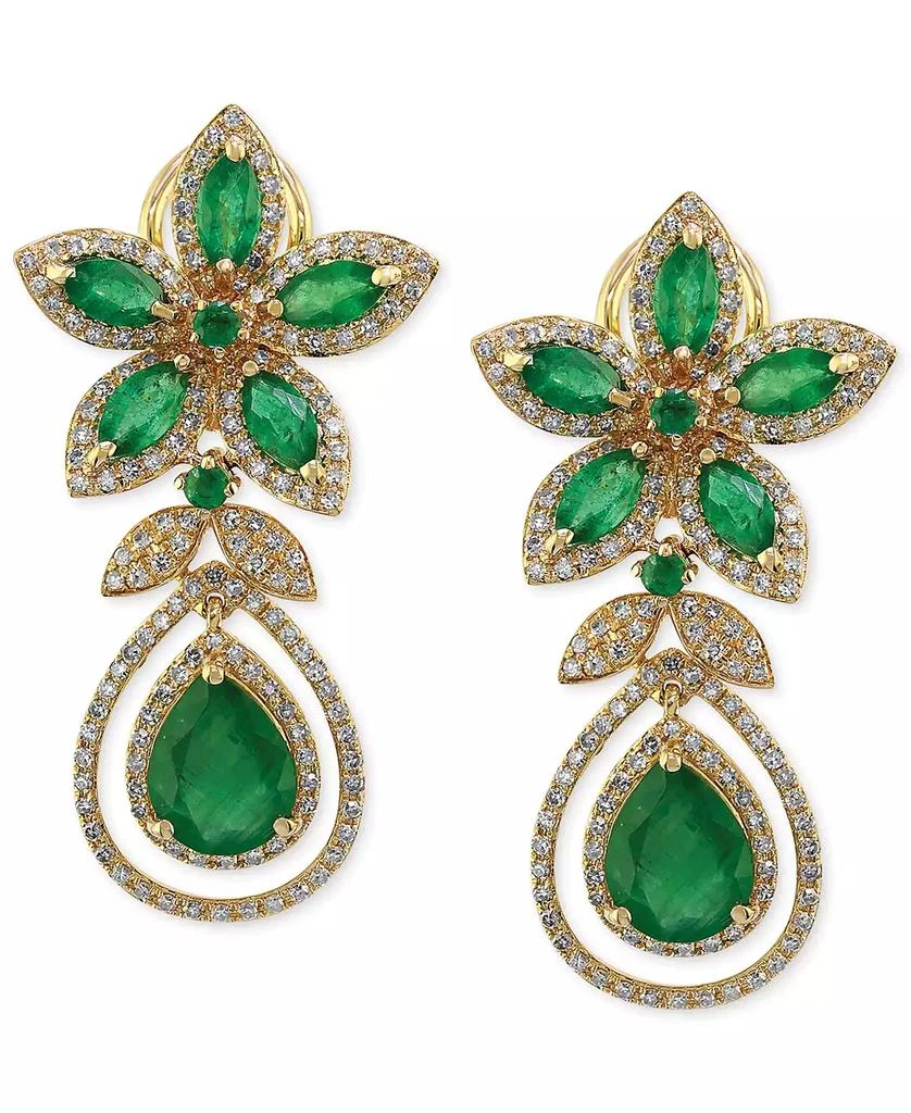 Effy EFFY® Emerald (5-1/4 ct. t.w.) and Diamond (1-1/4 ct. t.w.) Teardrop Earrings in 14k Gold or 14k White Gold, Created for Macy's 1