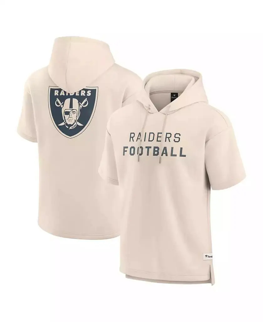 Fanatics Men's Cream Las Vegas Raiders Elements Future Ground Lettering Short Sleeve Pullover Hoodie