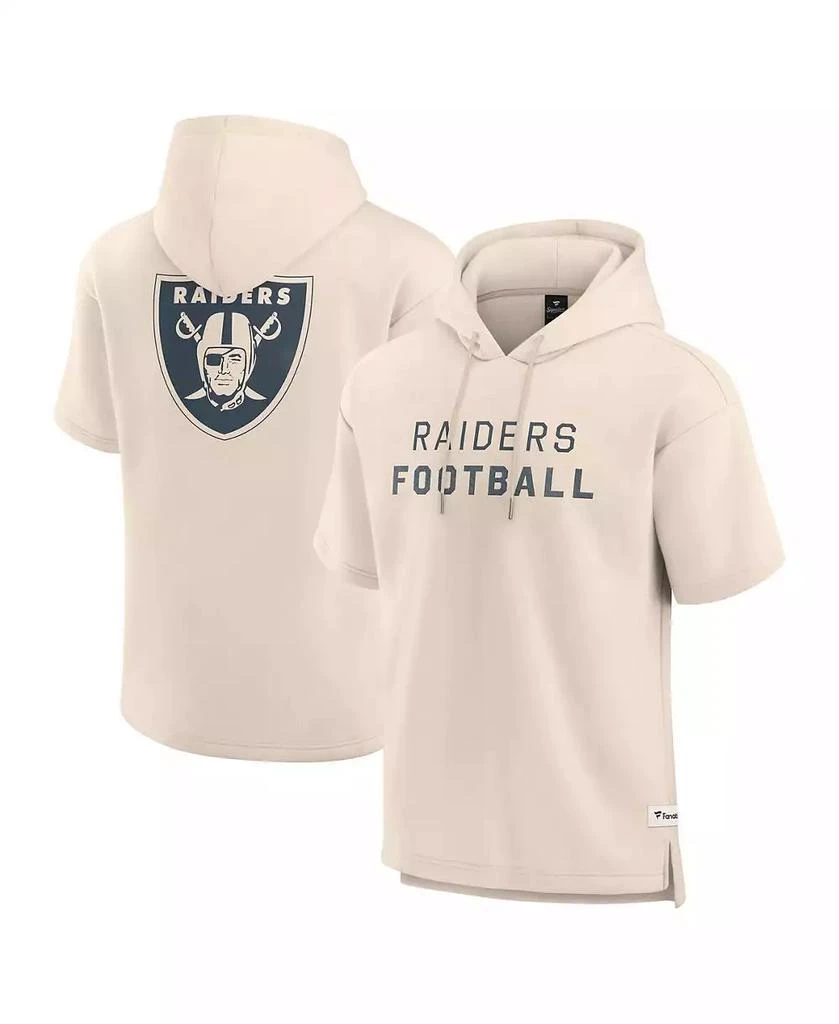 Fanatics Men's Cream Las Vegas Raiders Elements Future Ground Lettering Short Sleeve Pullover Hoodie