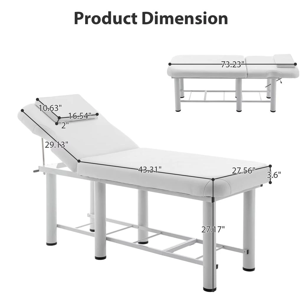 ERUULE LZBEITEM Professional Massage Table with Adjustable Backrest, Removable Headrest, Bottom Shelf Storage, and Memory Foam Layer 4