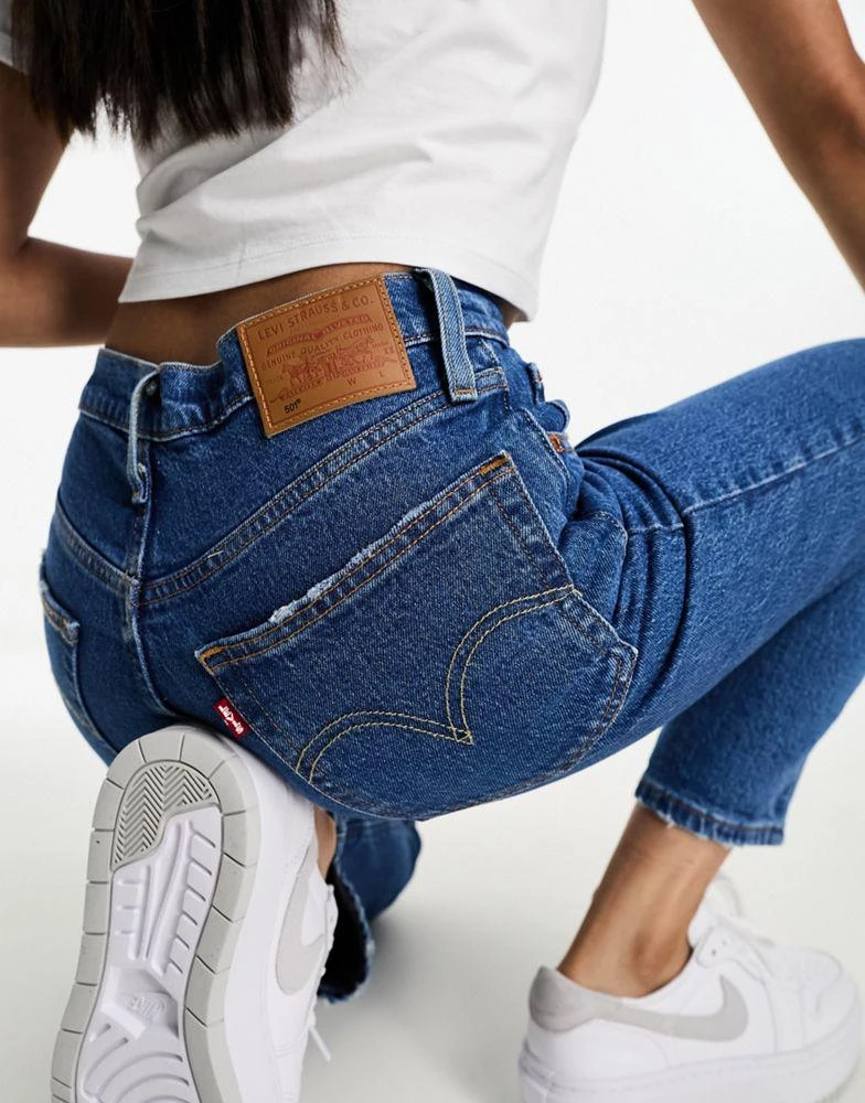 Levi's Levi's 501 straight fit crop jeans in mid blue 4
