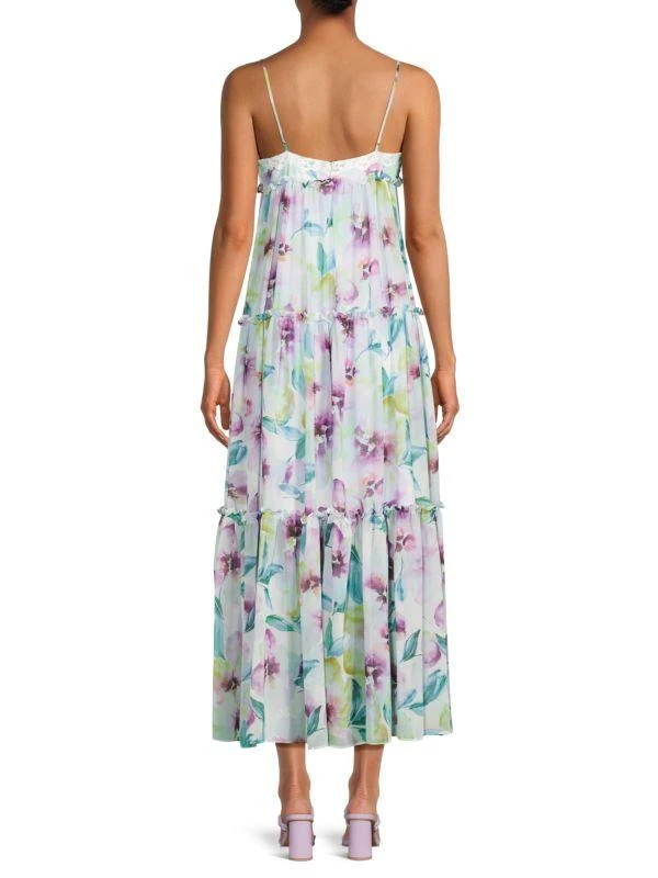BCBG Floral Ruffle Tiered Maxi Dress 2