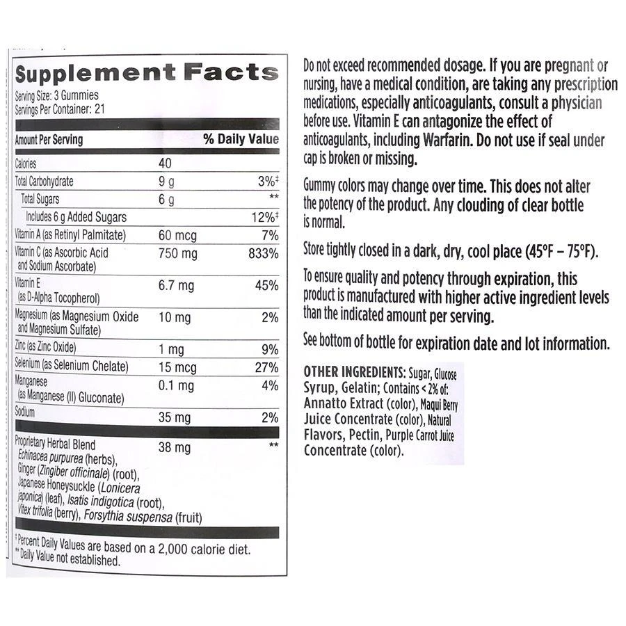 Walgreens Immune Support Vitamin C Gummies Natural Mixed Berry 
Grapefruit 
Orange 5